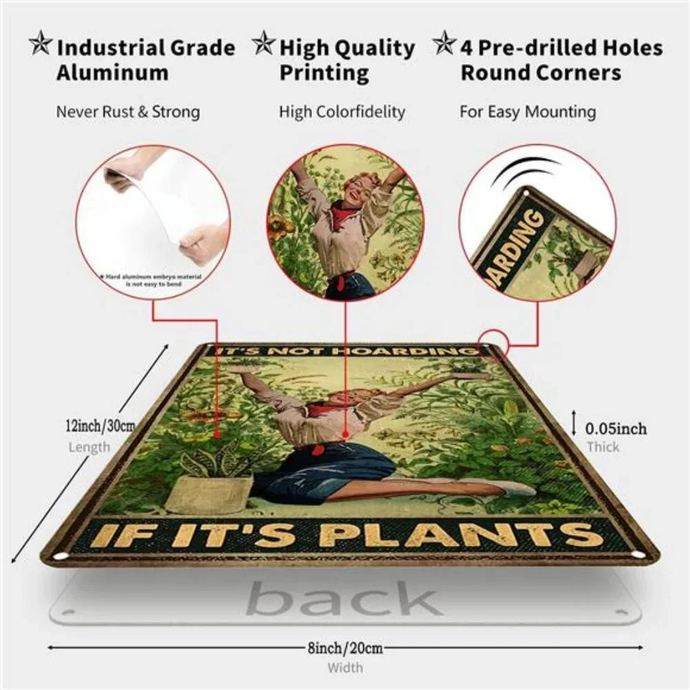 Bestylez Gardening Gifts Vintage Gardening Tin Sign It‘s Not Hoarding If It's